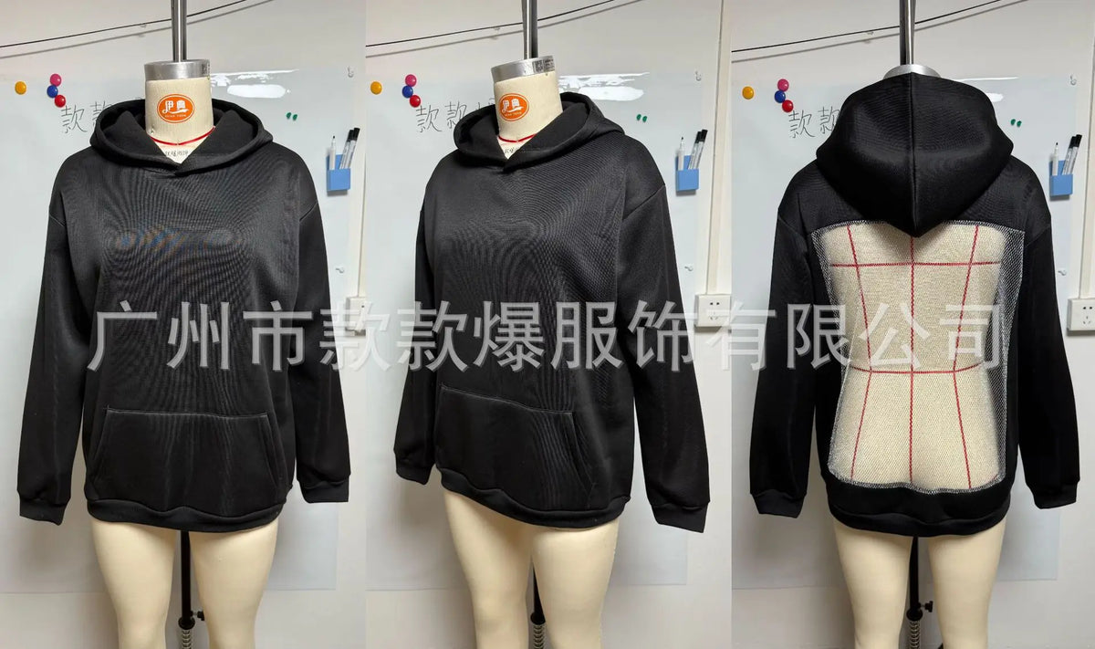 Women's Backless Lace Fleece Hoodie