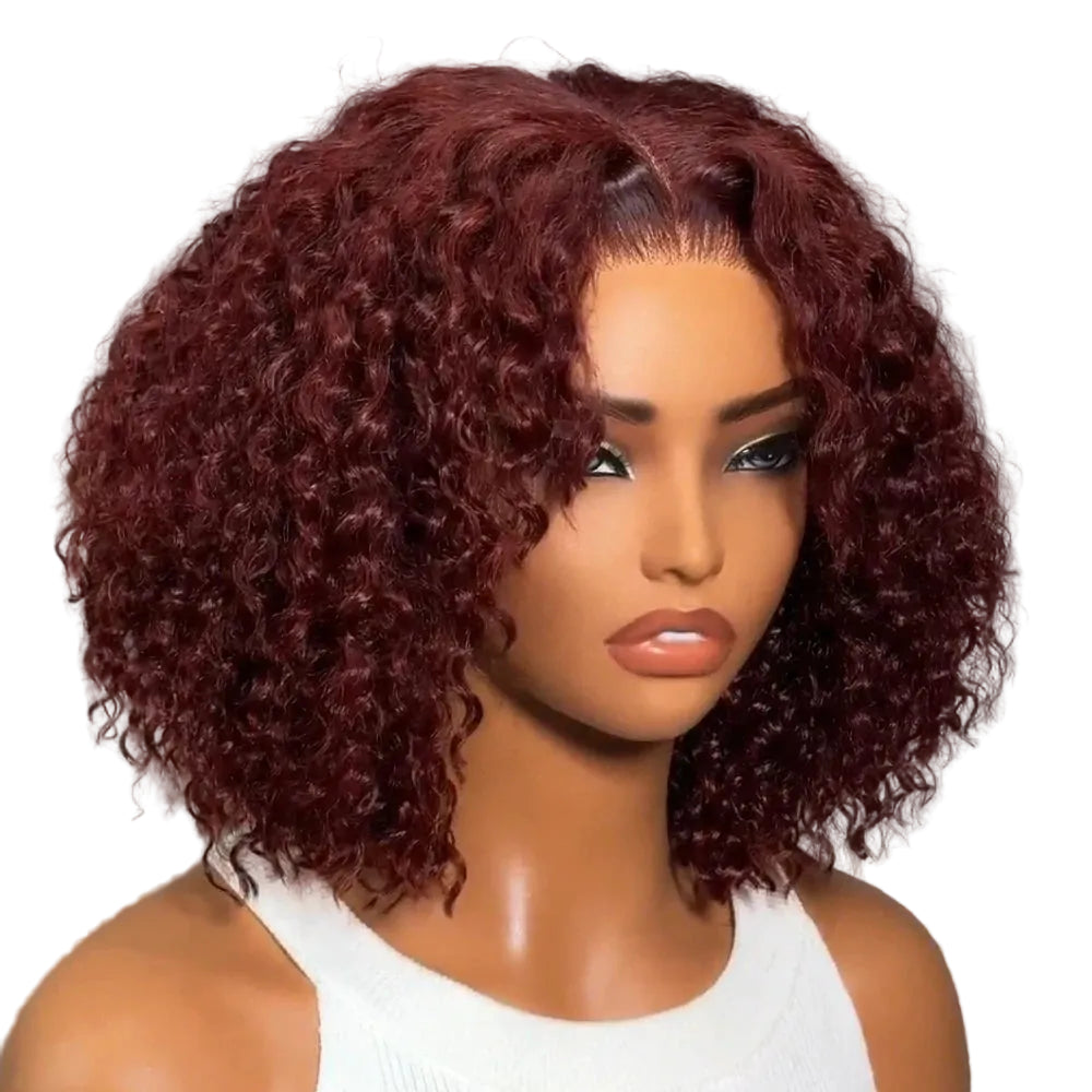 Reddish Brown Jerry Curly Wig – 7x5 No-Slip Lace, Glueless, Pre-Cut & Pre-Bleached