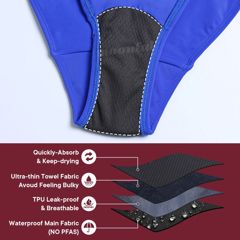 Teen Period One-Piece Swimsuit — Leak-Proof Menstrual Swimwear for Girls