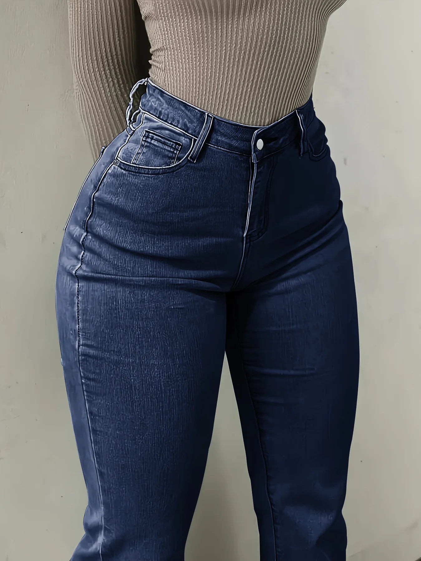 Women's High Waist Flared Jeans — Stretch Slim Fit Street Style
