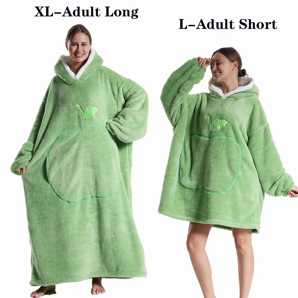 Cartoon Plush Wearable Blanket Hoodie for Adults