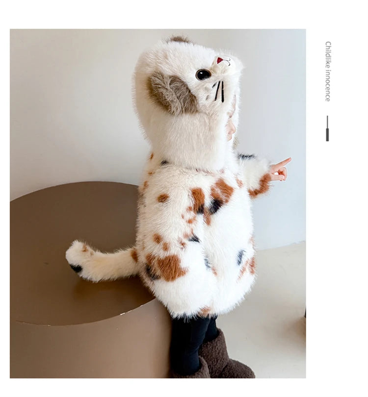 Adorable Faux Fur Cat Coat for Kids — Warm Winter Jacket