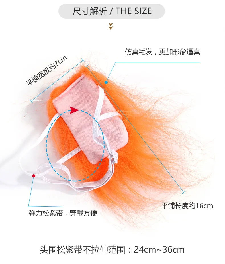 Halloween Pet Wig Cosplay Prop — Funny Hair Hat for Dogs & Cats