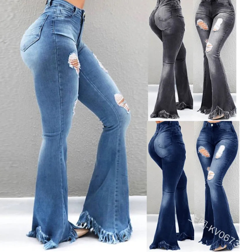 Women's Ripped High Waist Jeans — Distressed Vintage Loose Denim