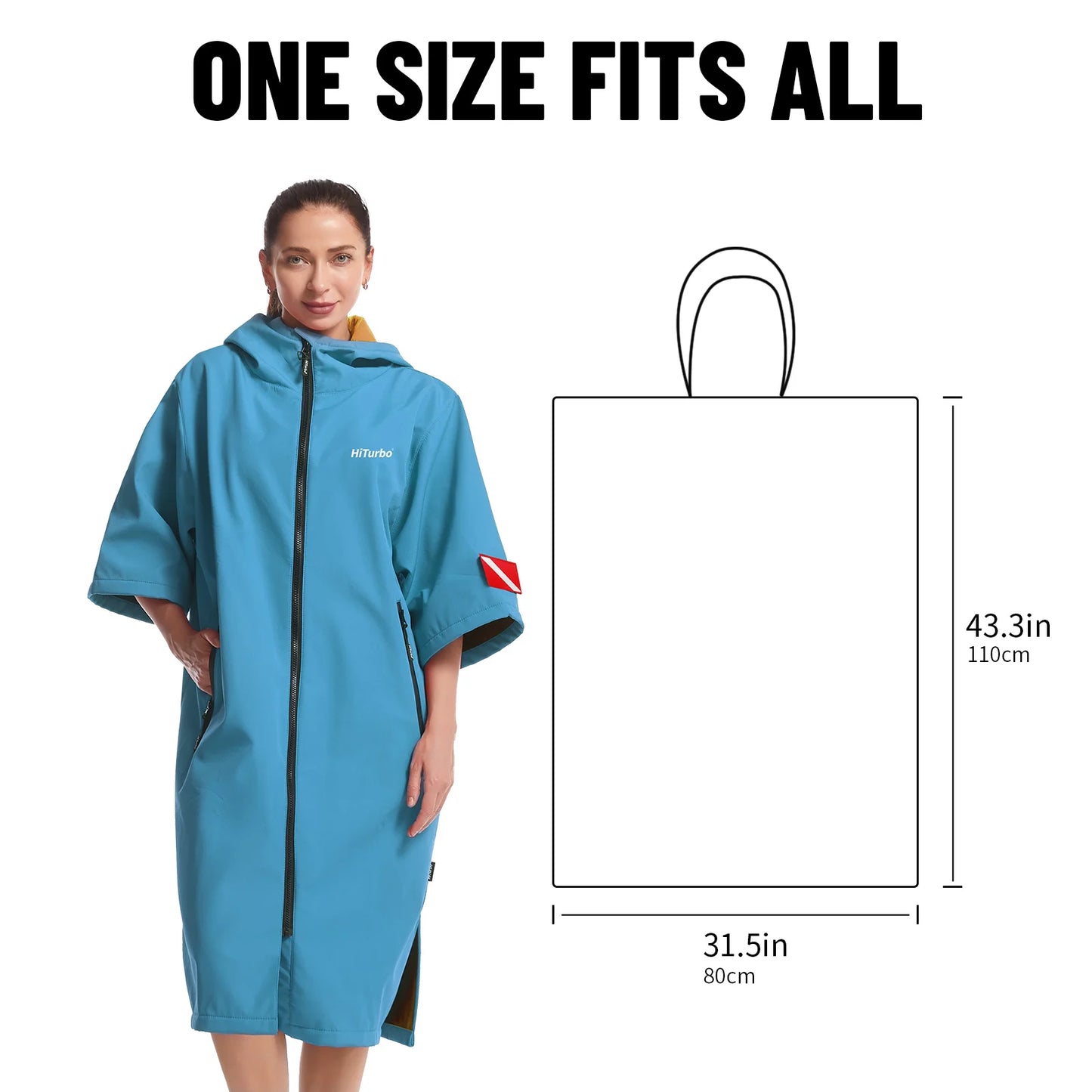 Short Sleeve Hooded Waterproof Changing Cape – Windproof Quick-Dry Surf Robe