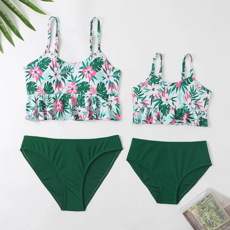 Family Matching Swimsuit — Mom & Daughter Tie-Dye Bikini Set