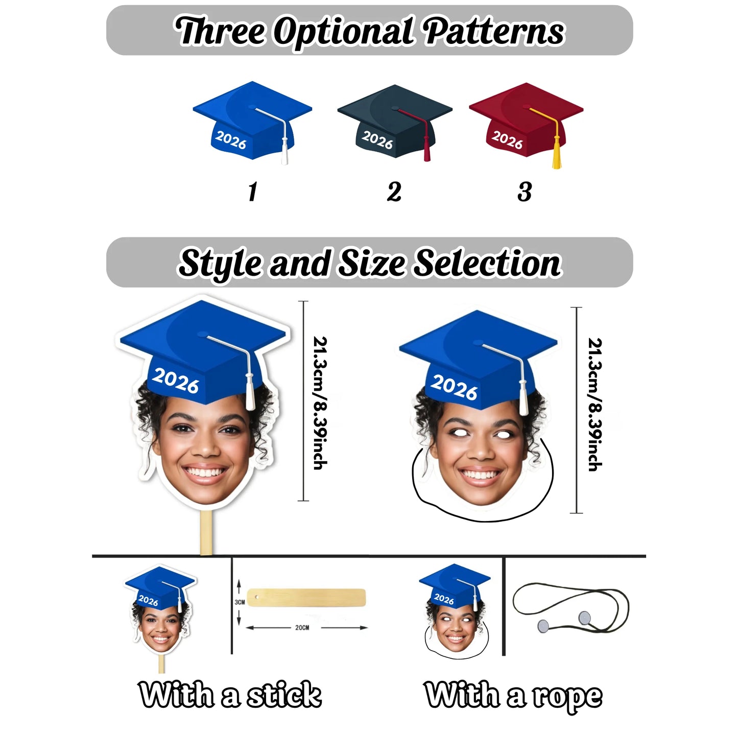 Personalized Photo Face Masks – Funny Fan Face Cutout Head on a Stick | Birthday Party Decorations