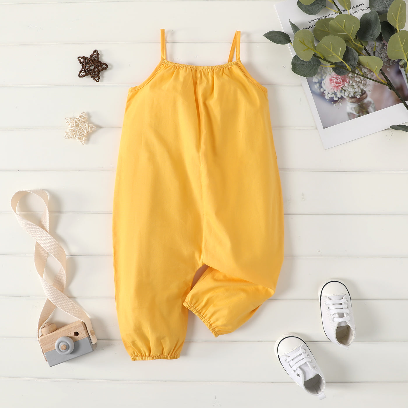 Baby Girl Cotton Sleeveless Harem Overalls — Soft & Breathable
