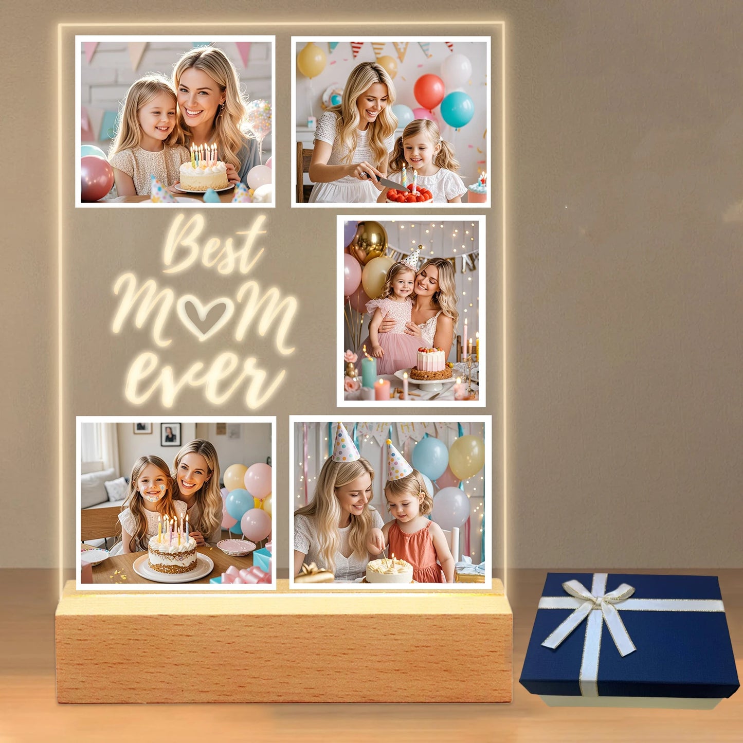 Personalized Acrylic Photo Night Light for Mom — Custom LED Frame