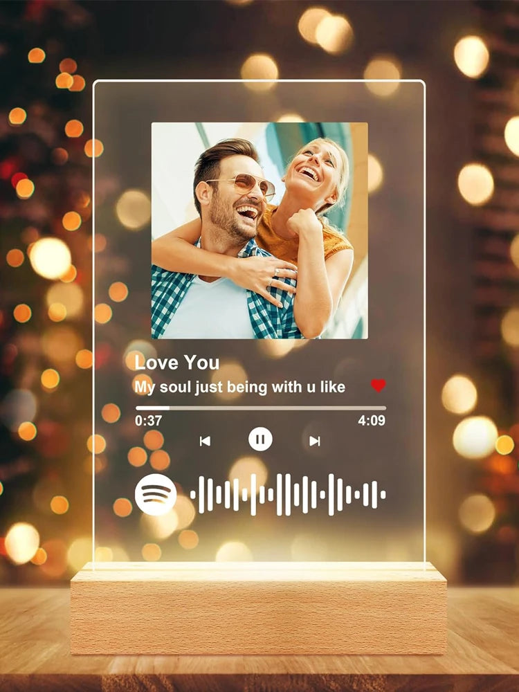 Personalized Spotify Song Plaque | Custom Acrylic Photo Frame with LED Night Light