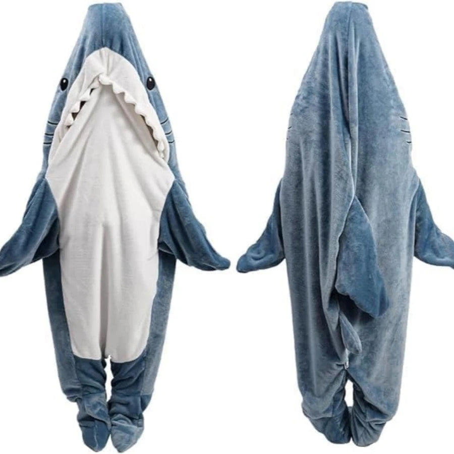 Pijama Tiburón con Capucha para Adultos — Saco de Dormir Portátil