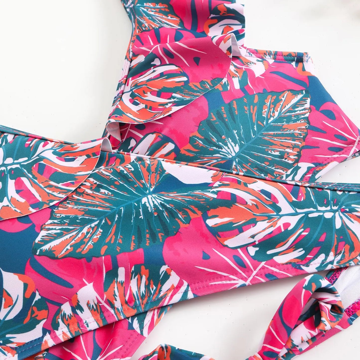 Women's Floral Print Two-Piece Bikini Set — High Waist Sexy Ruffled Swimsuit