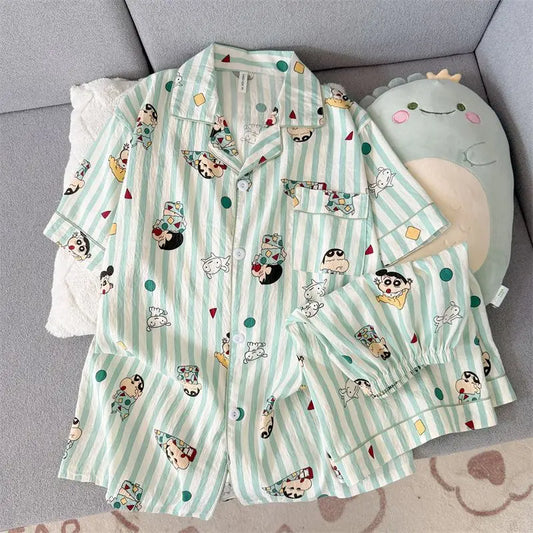 Crayon Shin-Chan Kawaii Pajamas Set — Short Sleeve & Shorts Anime Homewear