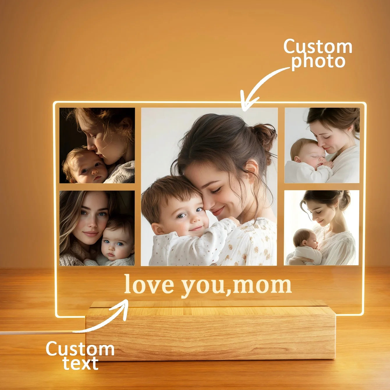 Personalized Asymmetric 3D Photo Night Light | Custom Bedroom Decor Gift