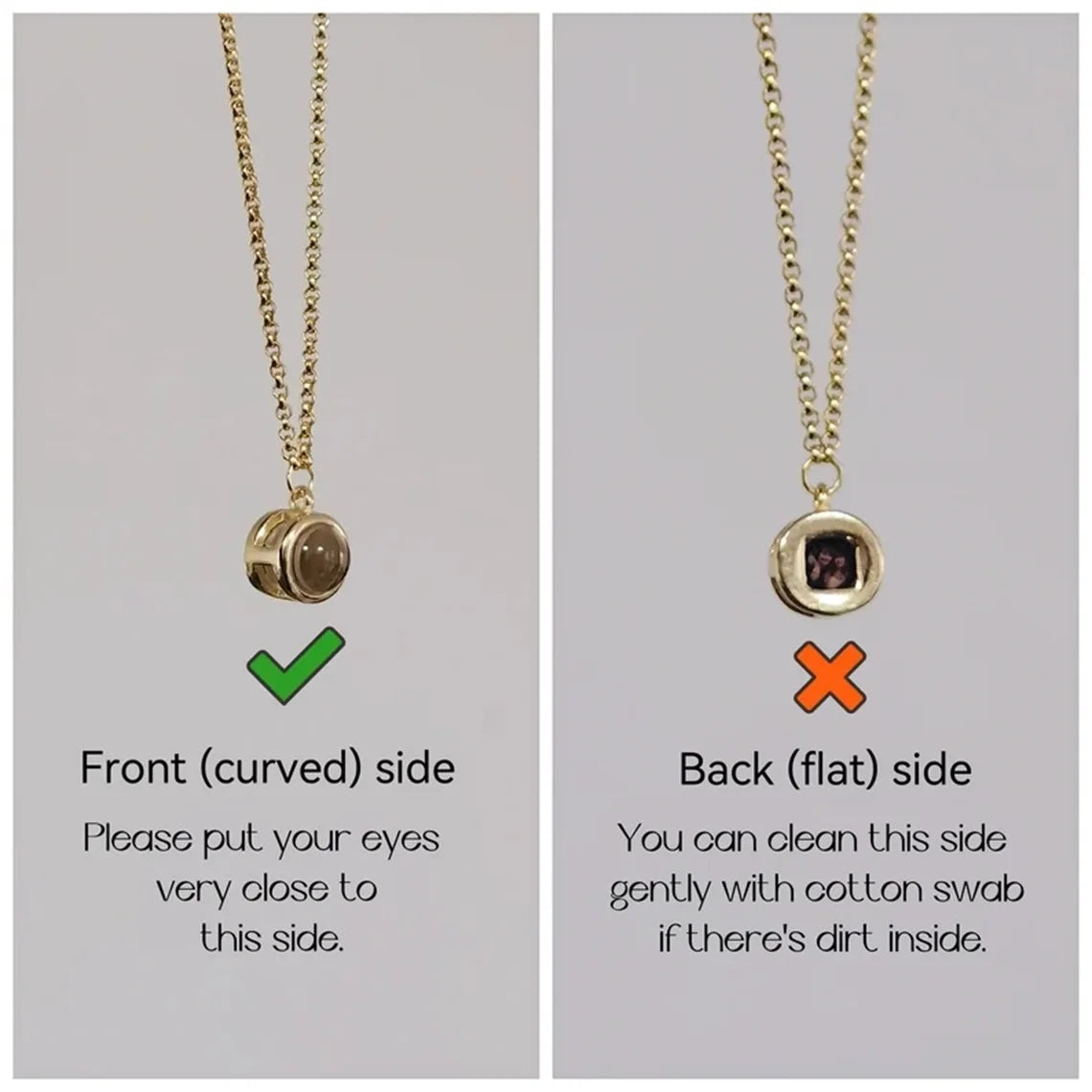 Custom Photo Projection Necklace For Men Women Stainless Steel Pendant With Picture Inside Memorial Jewelry Mother's Day Gift