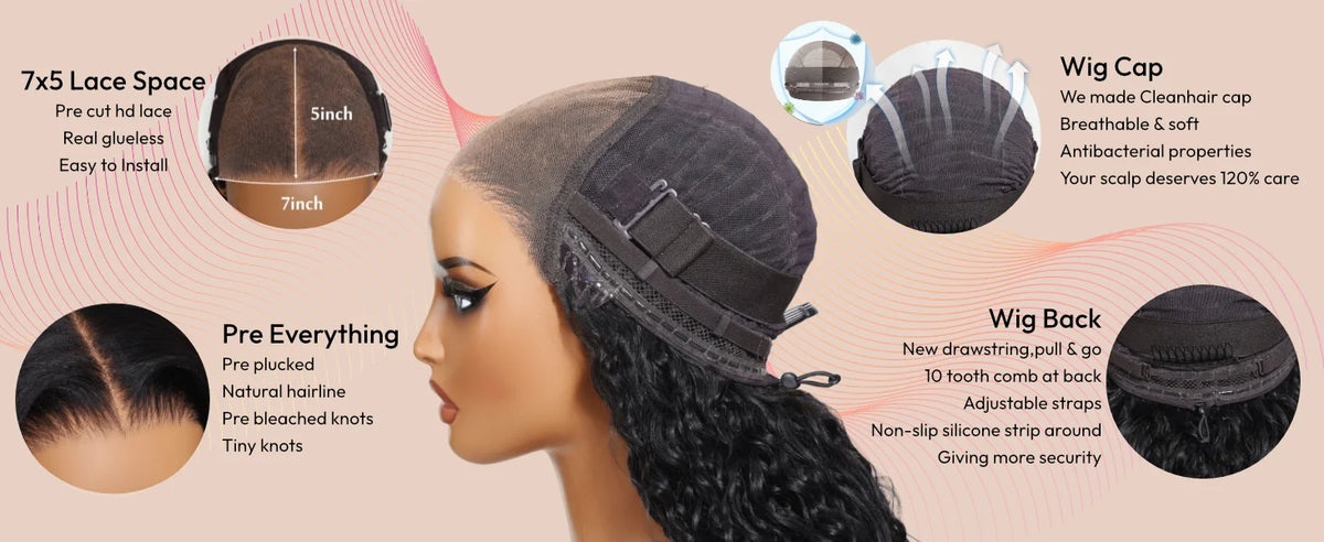 Blonde Highlights Body Wave Lace Wig with Drawstring