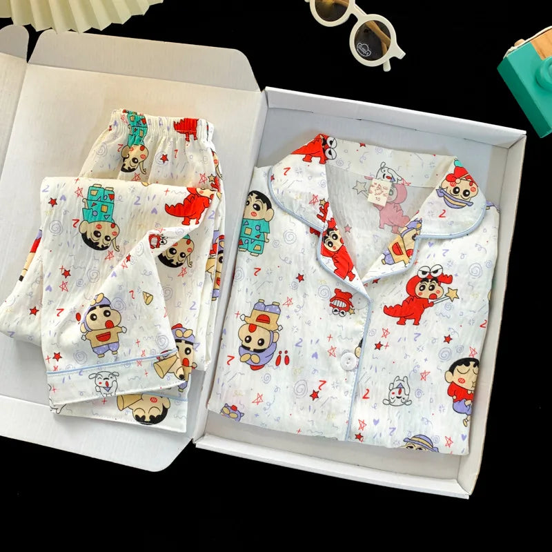 Crayon Shin-Chan Anime Pajamas Set — Women's Kawaii Cartoon Homewear