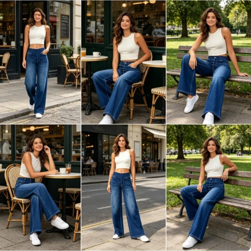 2026 High Waist Wide Leg Jeans Slim Fit Denim Pants for Women Office Casual Outing