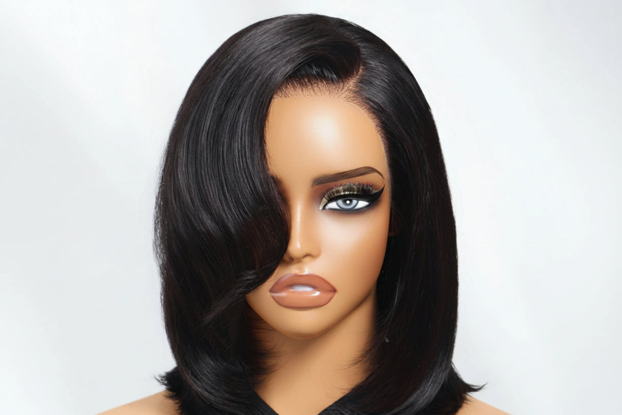 Hair Blunt Cut Bob Wigs Human Hair 7x5 Lace Glueless Short Straight Bob Wigs Yaki Straight Bob Wigs