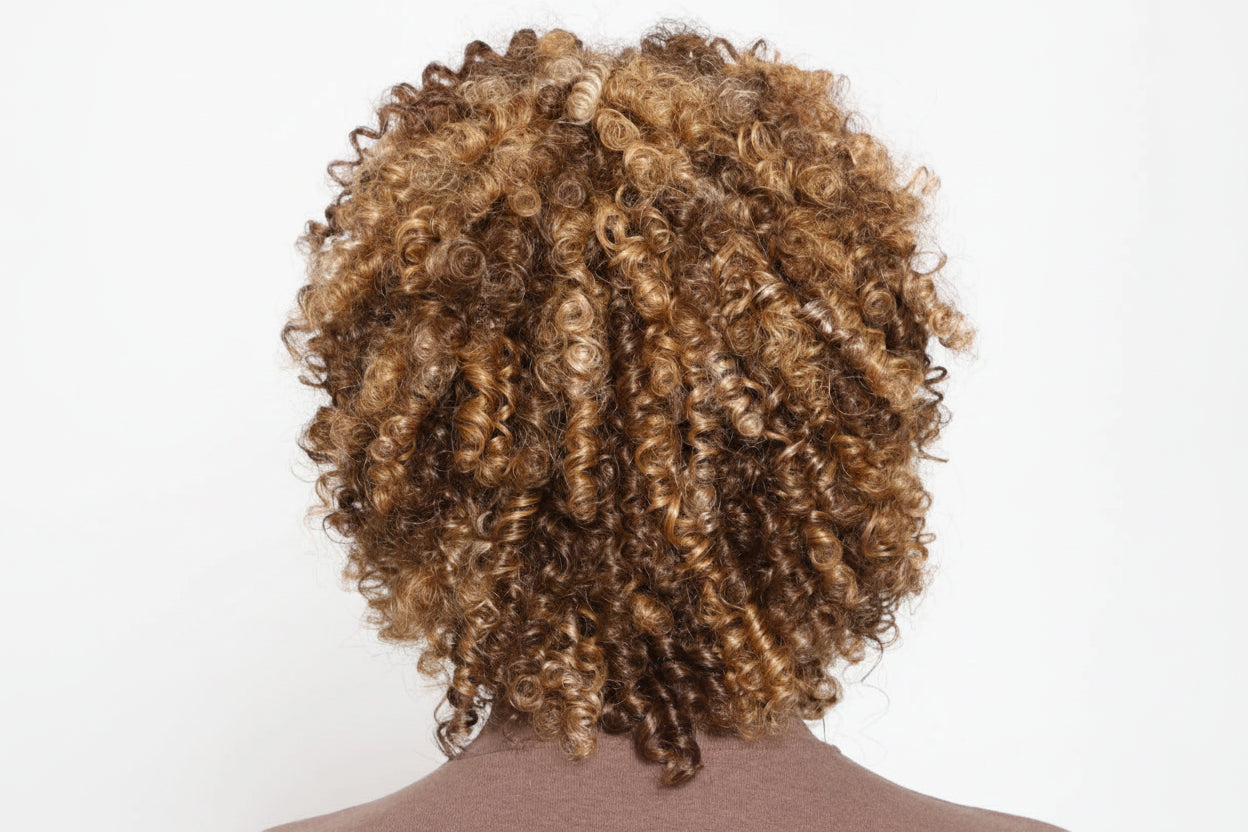 Blonde Highlight Afro Kinky Curly Wig With Bangs 100% Human Hair Bouncy Curls Short Human Hair Wigs Full Machine Made Wig