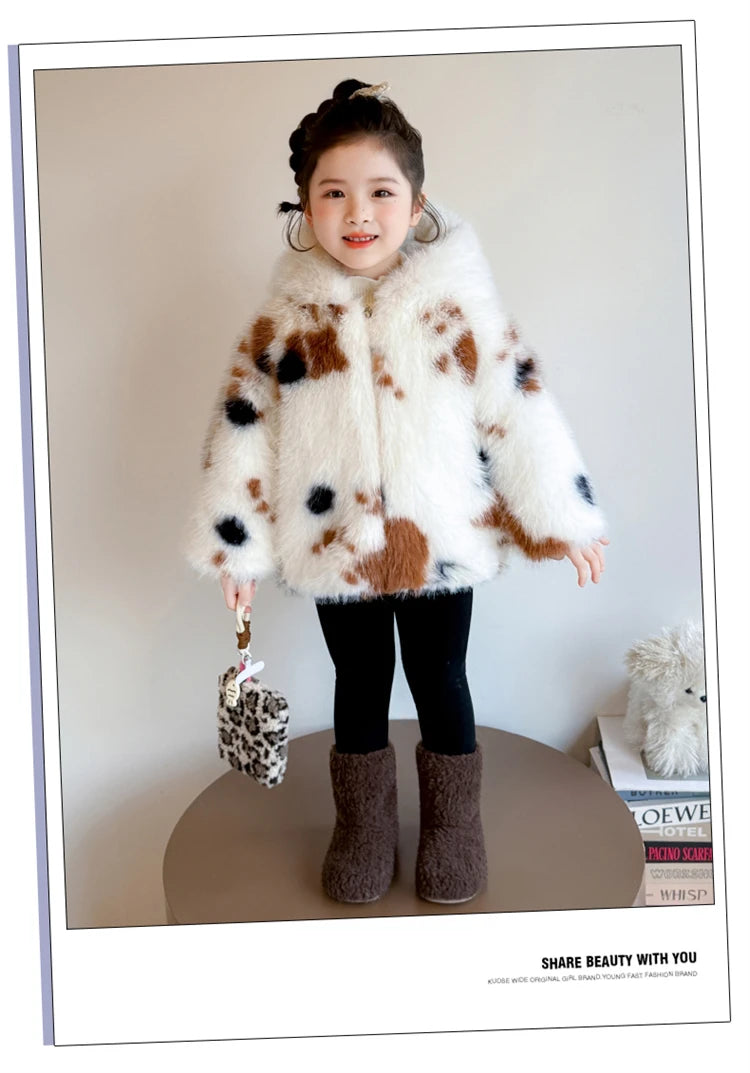 Adorable Faux Fur Cat Coat for Kids — Warm Winter Jacket
