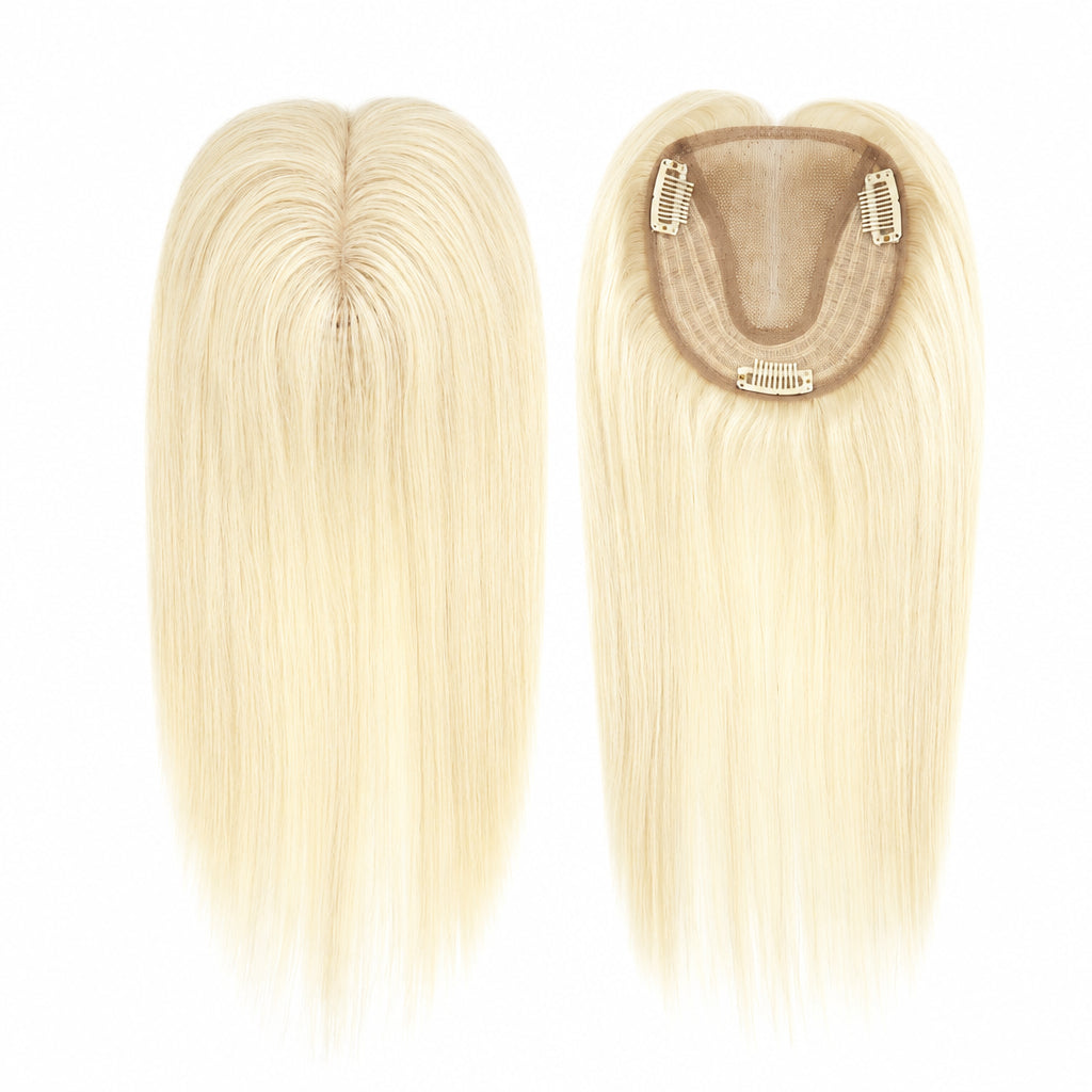 Straight Clip-In Hair Topper with Lace Base – 12 Inch
