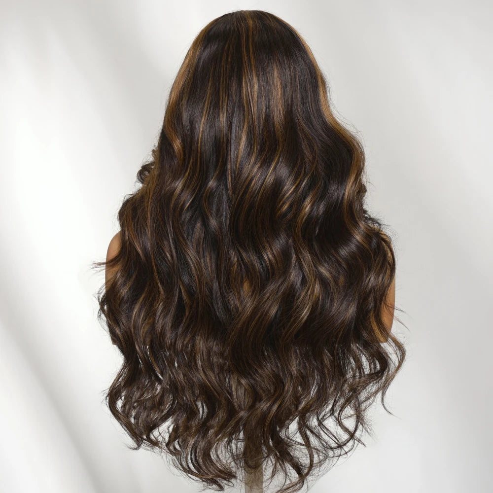 Golden Brown Highlights Body Wave 7x5 Glueless Lace Wig