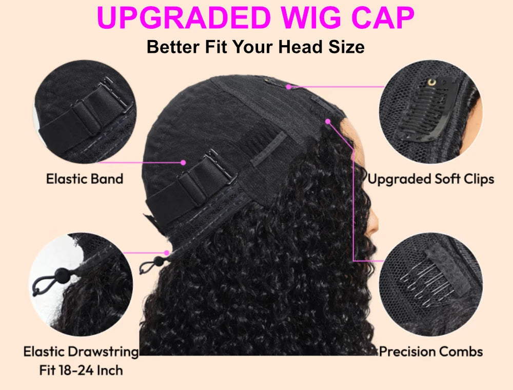 Kinky Curly V Part Wig 100% Human Hair — Clip-In with Drawstring | 180% Density