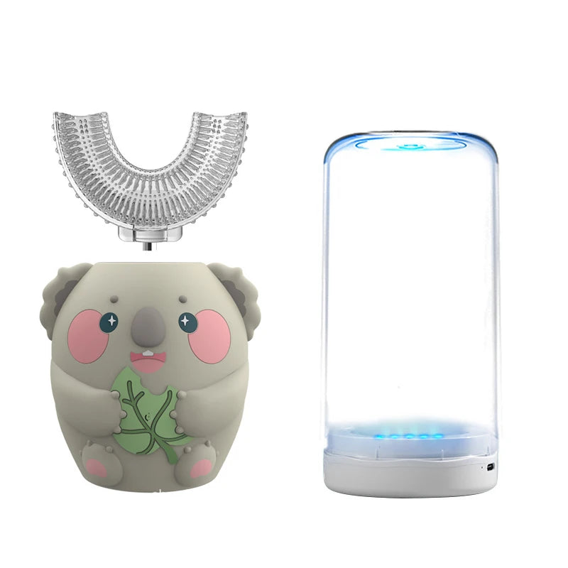 Kids U-Shaped Sonic Electric Toothbrush — 360° Automatic Silicone, USB Rechargeable, Blue Light