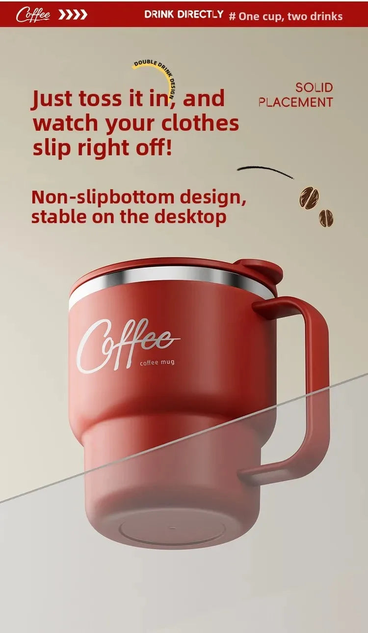 Double Wall Insulated Coffee Mug — 304 Stainless Steel with Handle