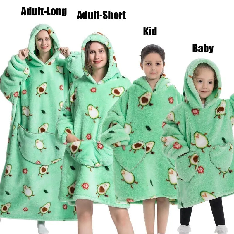 Oversized Cartoon Fleece Hoodie Blanket