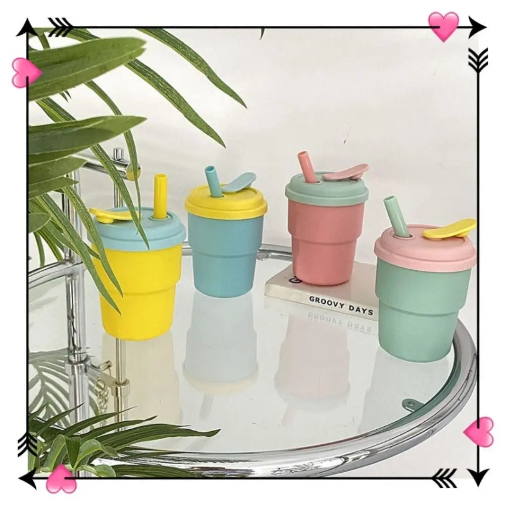 Kids Silicone Water Cup — 380ml Leakproof Bottle with Straw