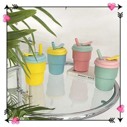 Kids Silicone Water Cup — 380ml Leakproof Bottle with Straw