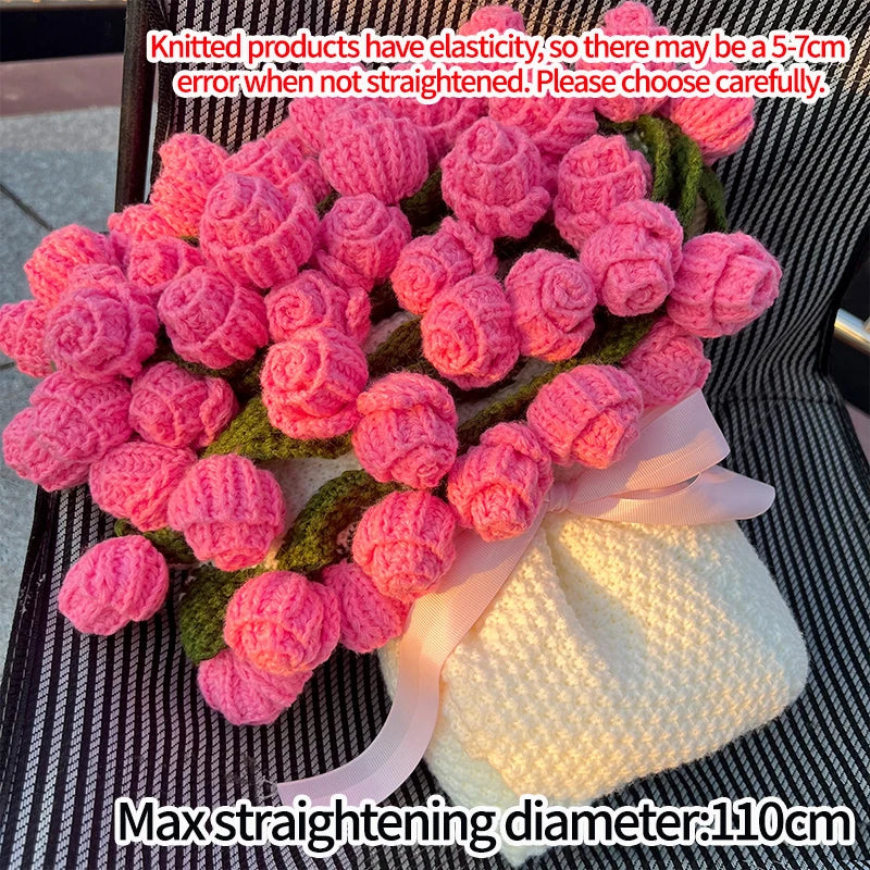 Handmade Crochet Flower Blanket Rose Bouquet Sofa Blankets Ramo Tulip Knitting Finished Blanket Mother's Day Gift Manta de rosas