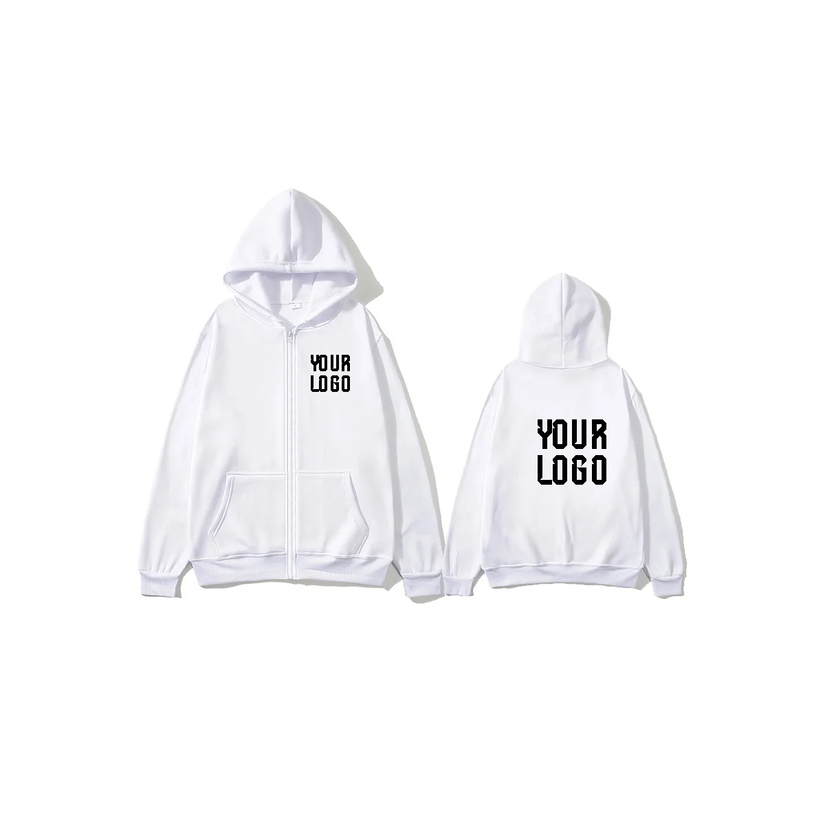 Personalized Zip-Up Hoodie — Custom Text & Pattern | Unisex