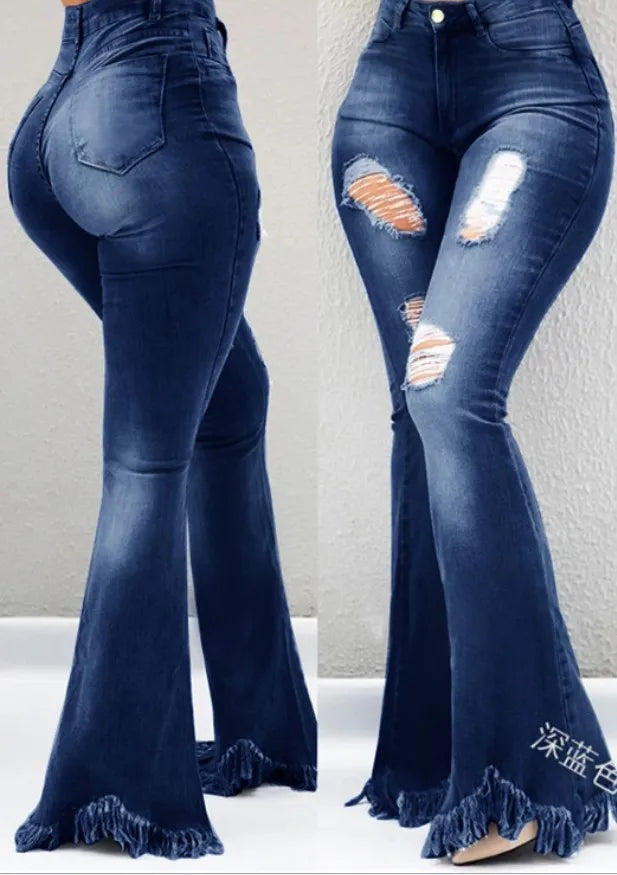 Women's Ripped High Waist Jeans — Distressed Vintage Loose Denim