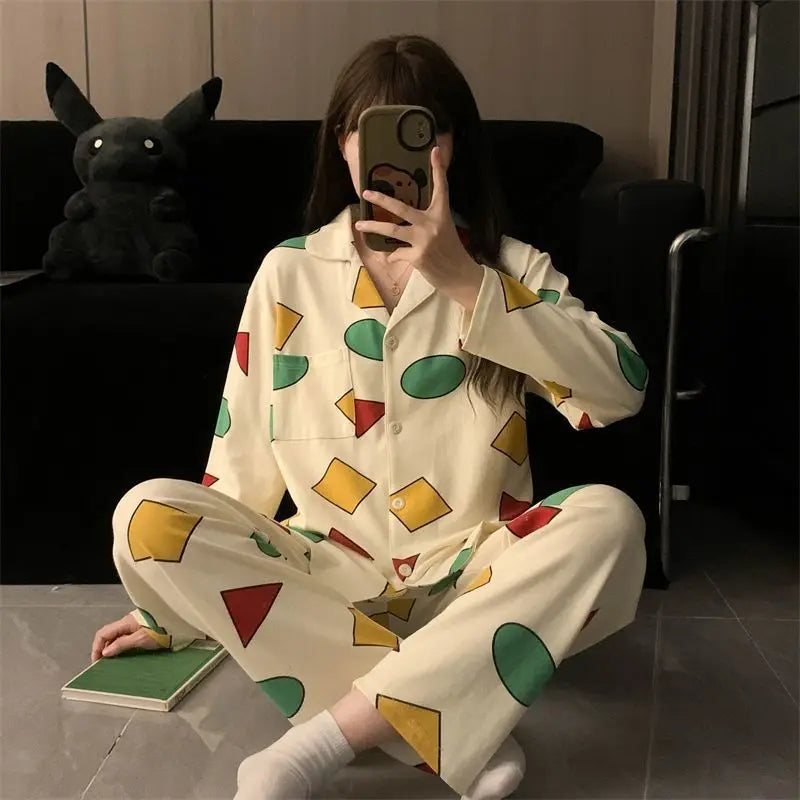 Crayon Shin-Chan Anime Pajamas Set — Women's Kawaii Cartoon Homewear