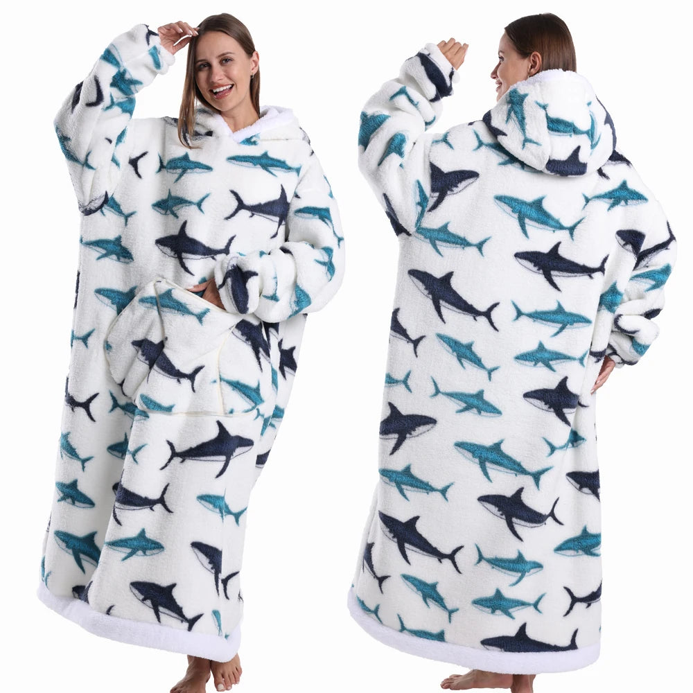 Cartoon Wearable Blanket Hoodie for Adults