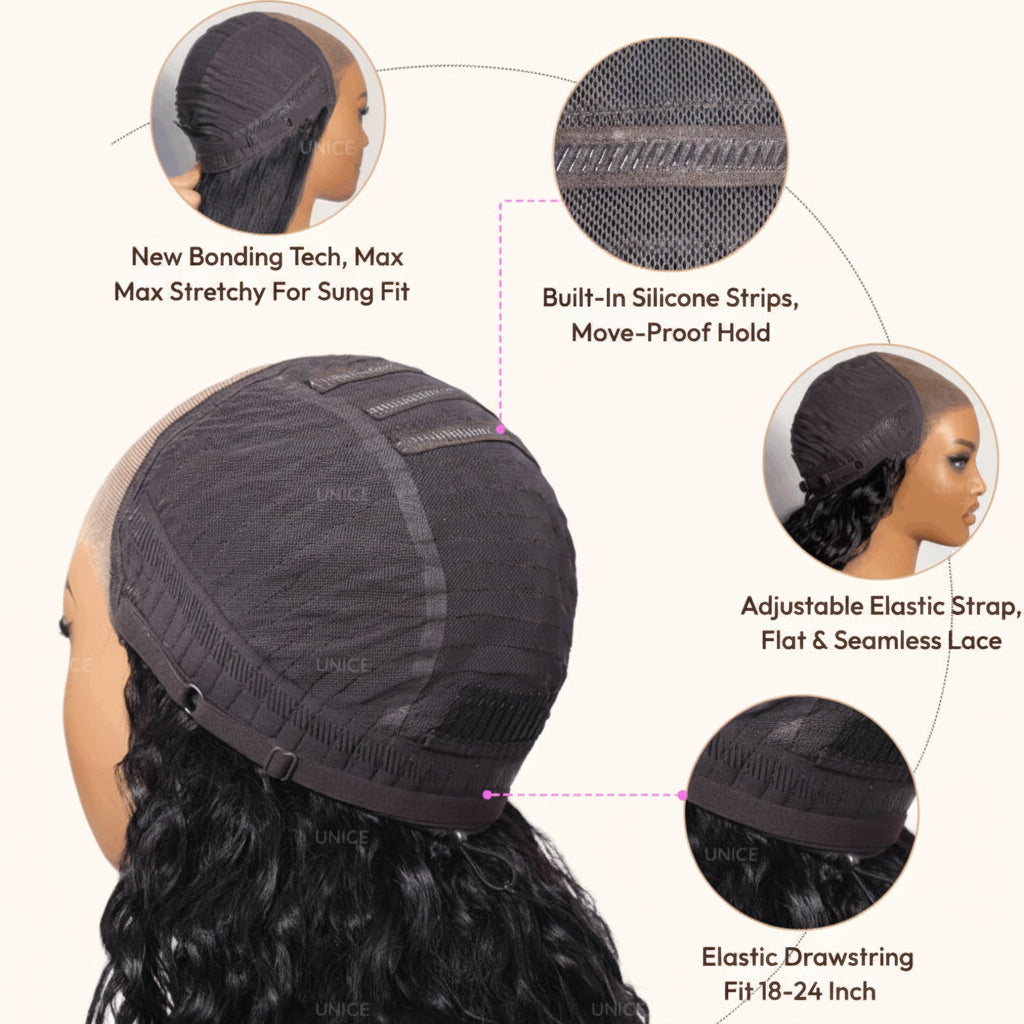 Brown With Blonde Piano Highlights Blunt Bob Wig With Dark Roots | No-Slip 7x5 Pre-Cut Glueless Human Hair