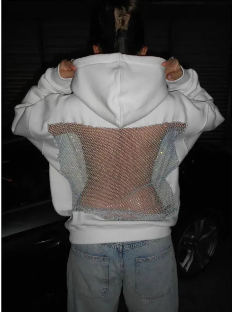 Women's Backless Lace Fleece Hoodie