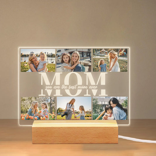 Personalized Photo Acrylic Plaque Custom Mothers Day Night Light for Mom Birthday Present Home Decor Family Keepsake Unique Gift