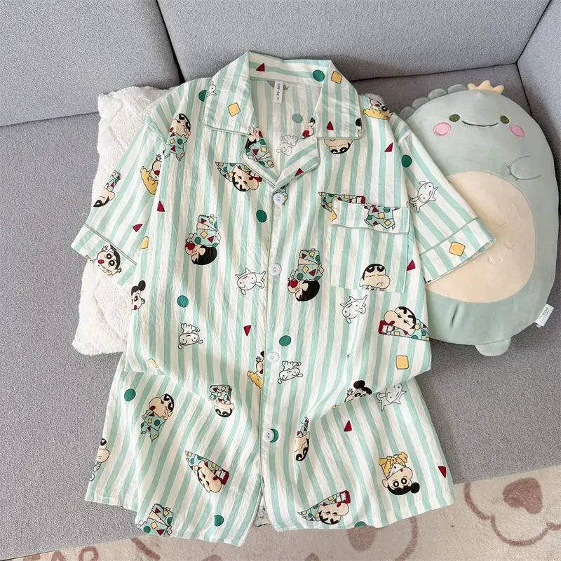 Crayon Shin-Chan Kawaii Pajamas Set — Short Sleeve & Shorts Anime Homewear