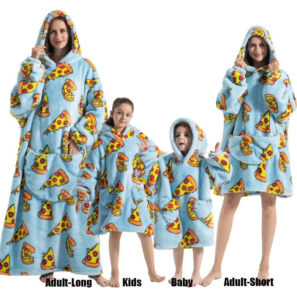Oversized Cartoon Fleece Hoodie Blanket