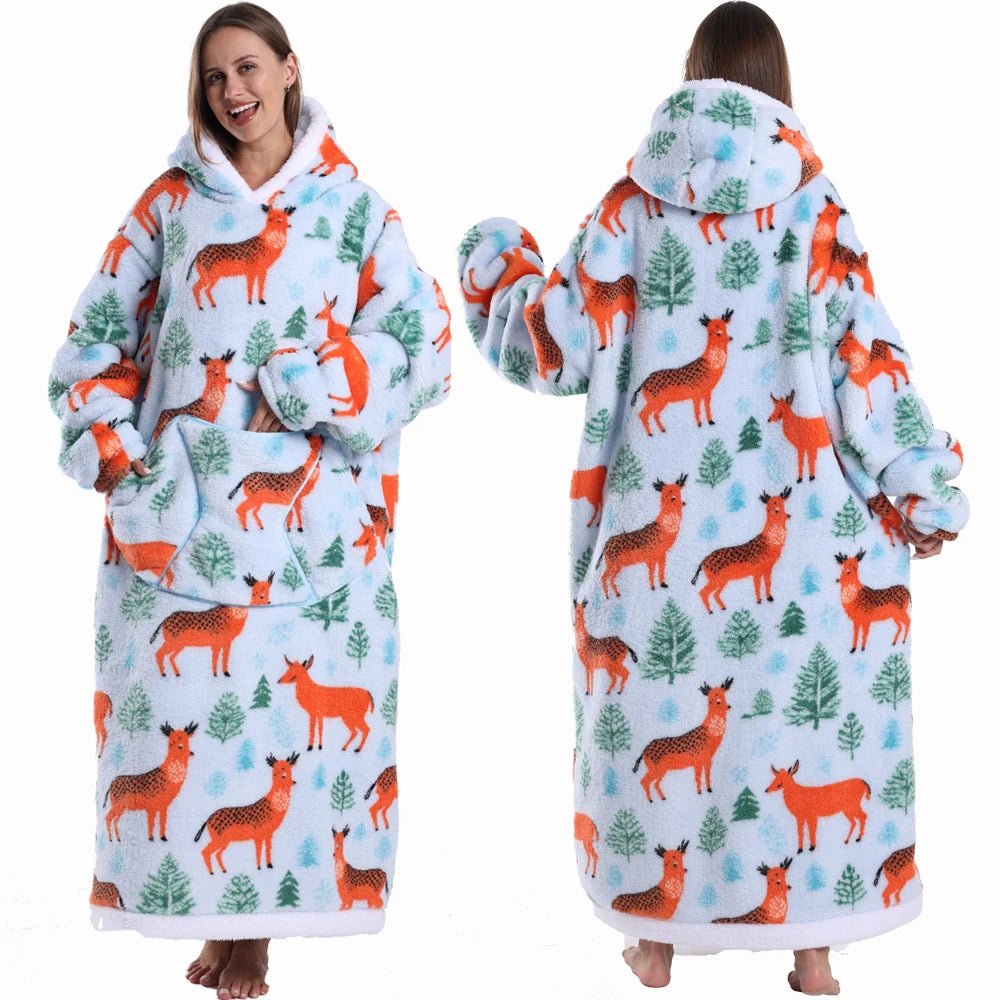 Cartoon Wearable Blanket Hoodie for Adults