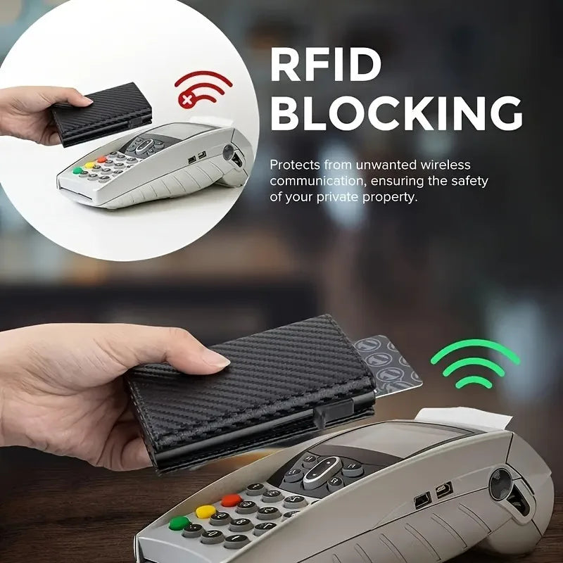 Men's Minimalist Metal Wallet with RFID Protection Slim Card Holder Money Clip