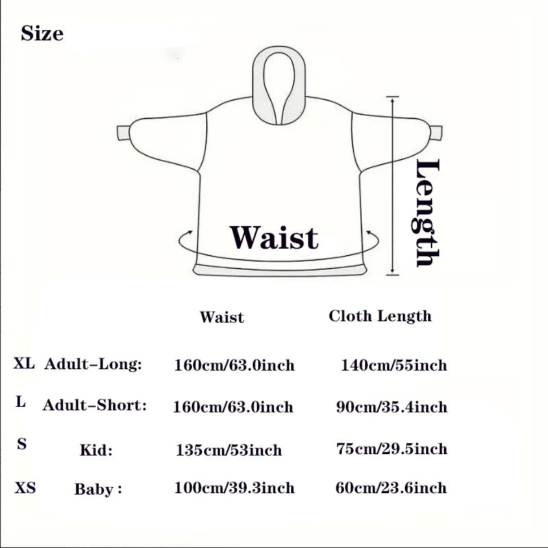 Oversized Cartoon Fleece Hoodie Blanket