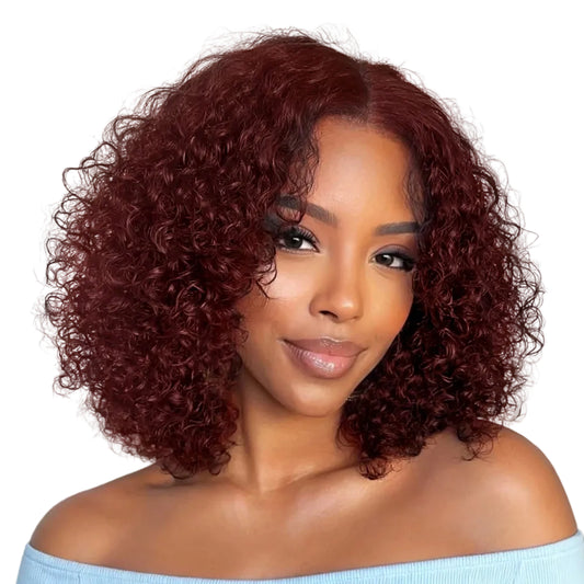 Reddish Brown Jerry Curly Wig – 7x5 No-Slip Lace, Glueless, Pre-Cut & Pre-Bleached