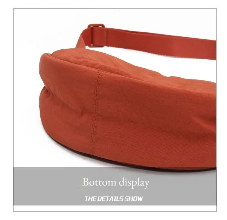New Simple and Casual Solid Color Nylon Large Capacity Women's Dumpling Bag Shoulder Bag for Travel and Commuting