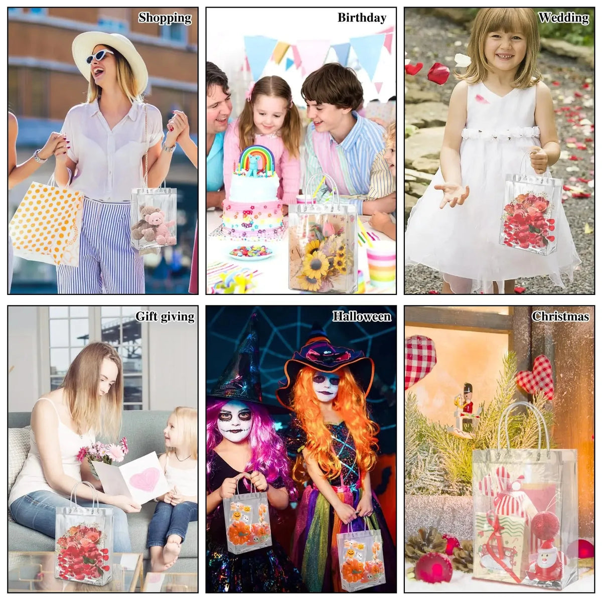 Transparent PVC Gift Tote Bags with Handle — Clear Plastic Packaging Bags