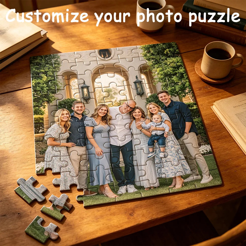 Personalized Custom Photo Puzzle with Frame — DIY Memorial Gift for Family
